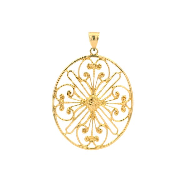14K Yellow Gold Rainbow Row Gate Pendant XL