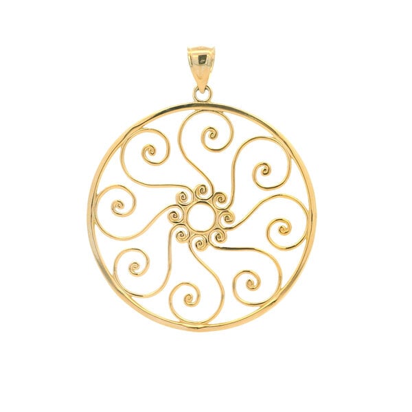 14K Yellow Gold Pirate Gate Pendant XL