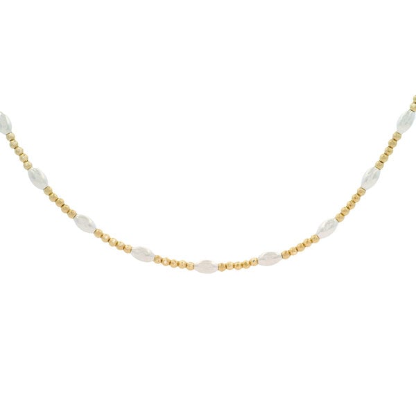 Gold Filled & Sterling  Silver Round & Rice Bead Necklace