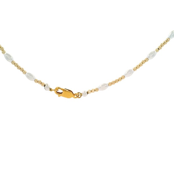 Gold Filled & Sterling  Silver Round & Rice Bead Necklace