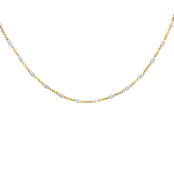 Gold Filled & Sterling  Silver Round & Rice Bead Necklace