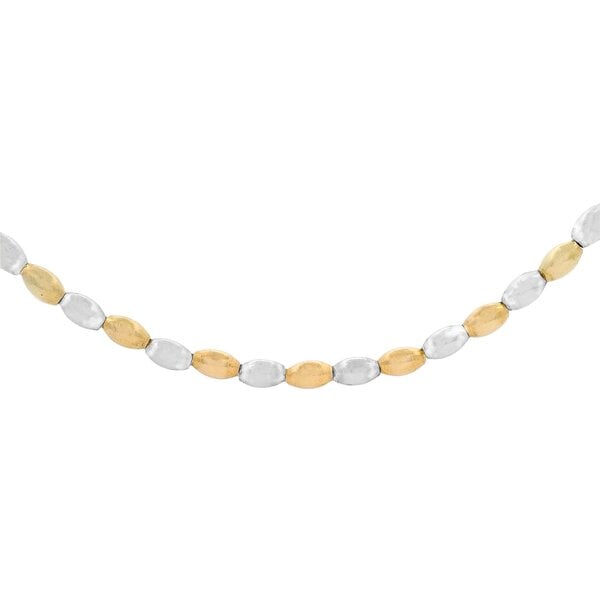 Gold Filled & Sterling Silver Alternating Rice Bead Necklace