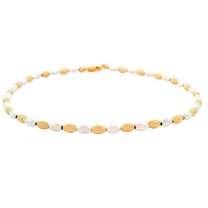 SS/GF Alternating Rice Bead 10" Anklet