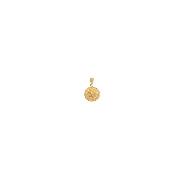14K Yellow Gold Round Diamond Cut Sweetgrass Pendant