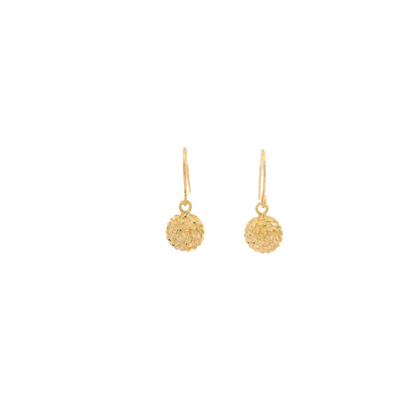 14K Yellow Gold Diamond Cut Sweetgrass Dangle Earrings