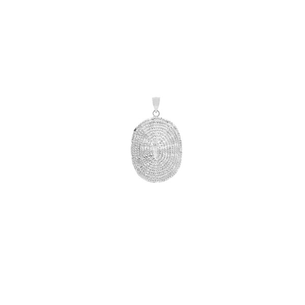 Sterling Silver Oval Diamond Cut Sweetgrass Pendant