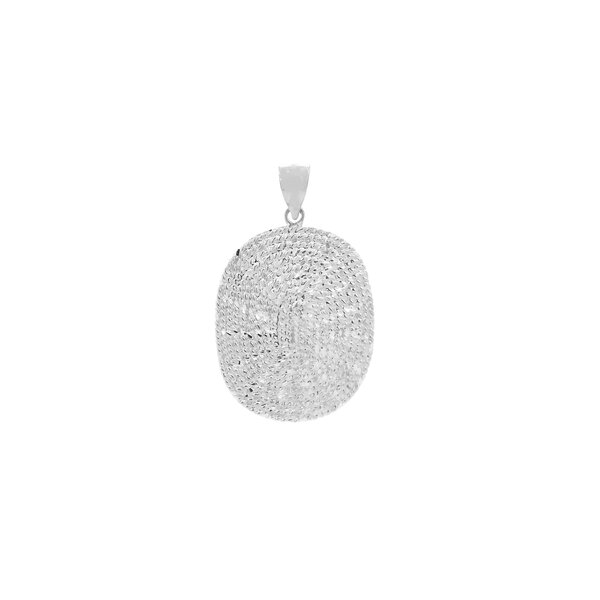 Sterling Silver Oval Diamond Cut Sweetgrass Pendant