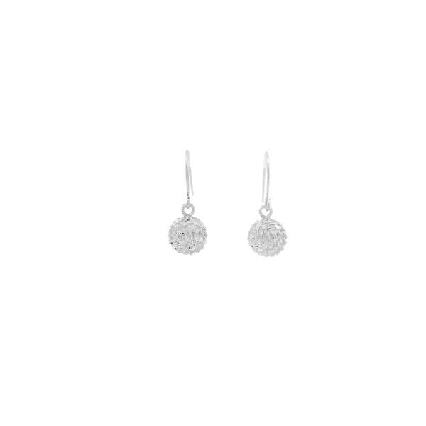 Sterling Silver Round Diamond Cut Sweetgrass Dangle Earrings
