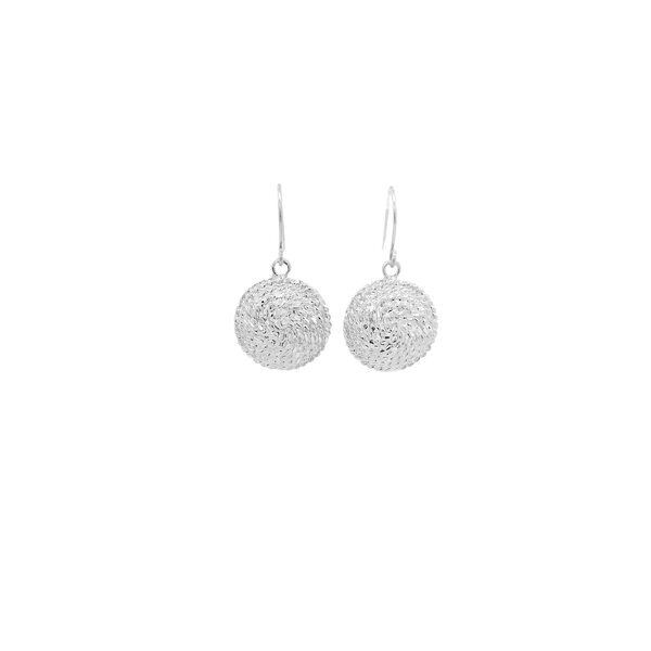 Sterling Silver Round Diamond Cut Sweetgrass Dangle Earrings