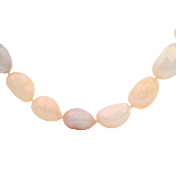14K Yellow Gold 10-11mm Freshwater Pinkish/White Nugget Pearl Necklace 18"