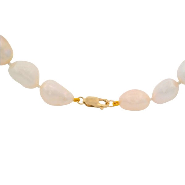 14K Yellow Gold 10-11mm Freshwater Pinkish/White Nugget Pearl Necklace 18"