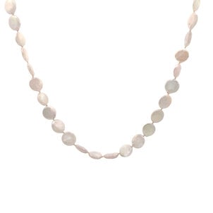 14KY 10-11mm White Freshwater Coin Pearl Necklace 17.5"