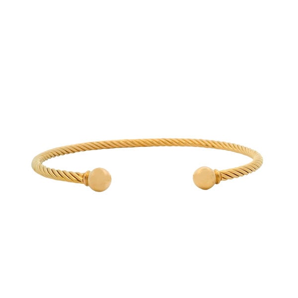 Gold Filled 3mm Cable Cuff Bracelet with Threaded Ball Ends