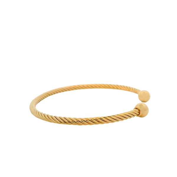 Gold Filled 3mm Cable Cuff Bracelet with Threaded Ball Ends