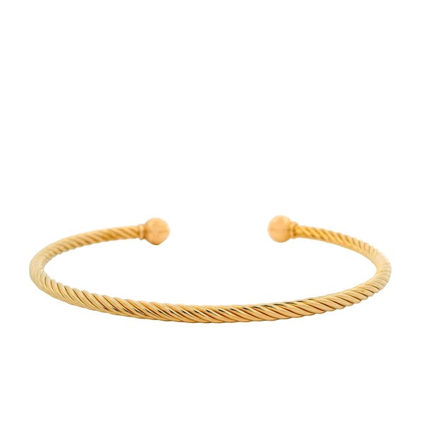 Gold Filled 3mm Cable Cuff Bracelet with Threaded Ball Ends