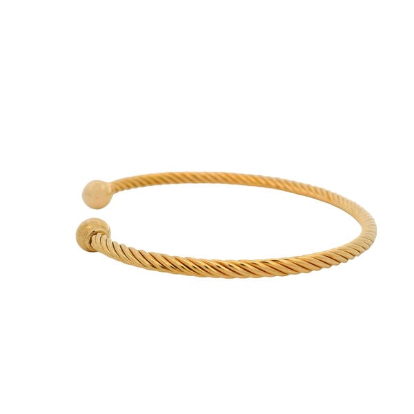 Gold Filled 3mm Cable Cuff Bracelet with Threaded Ball Ends