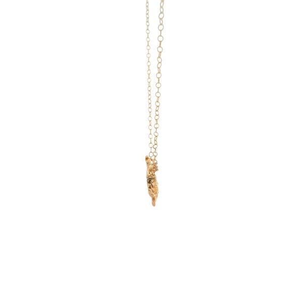 14K Yellow Gold .02ct Diamond Crab Split Chain Necklace 16-18" Adjustable