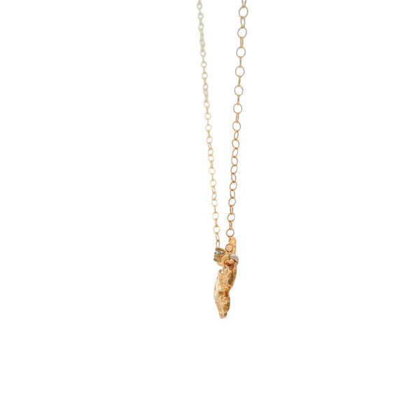14K Yellow Gold .02ct Diamond Crab Split Chain Necklace 16-18" Adjustable