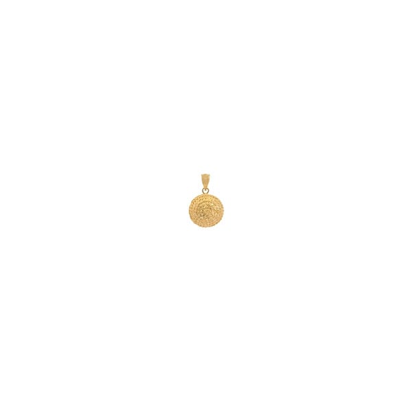 14K Yellow Gold Round Diamond Cut Sweetgrass Pendant