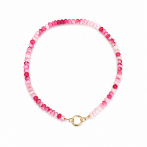 GF Pink Indian Opal Handcrafted Beaded Necklace with Push Clasp 17.5"