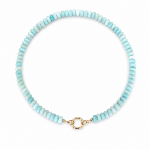 GF Sky Blue Opal Beaded Necklace w Push Clasp 18"