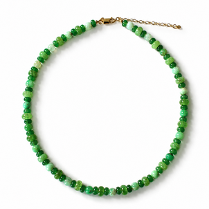 GF Green Jade & Chrysoprase Beaded Necklace 16"-18" ADJ