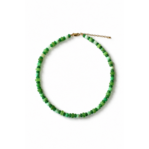 Gold Filled Green Jade & Chrysoprase Beaded Necklace 16"-18" Adjustable