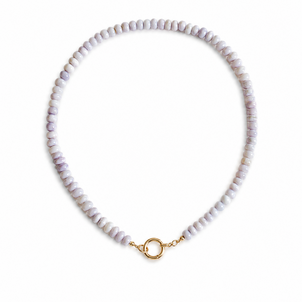 GF Light Purple Indian Opal Handcrafted Beaded Necklace with Push Clasp 17.5"