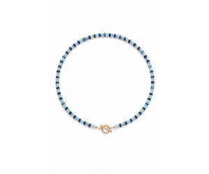 GF 4x3mm Dark & Light Blue Jade Beaded Necklace 16.5