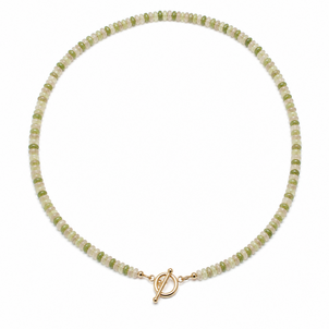 GF 4x3mm Light Pink & Sage Jade Beaded Necklace 17.5" w Toggle Clasp