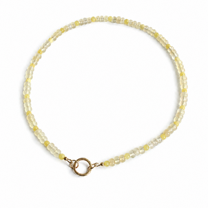 GF Light Yellow Jade & Mashan Jade Beaded Necklace 17.5" w Push Clasp