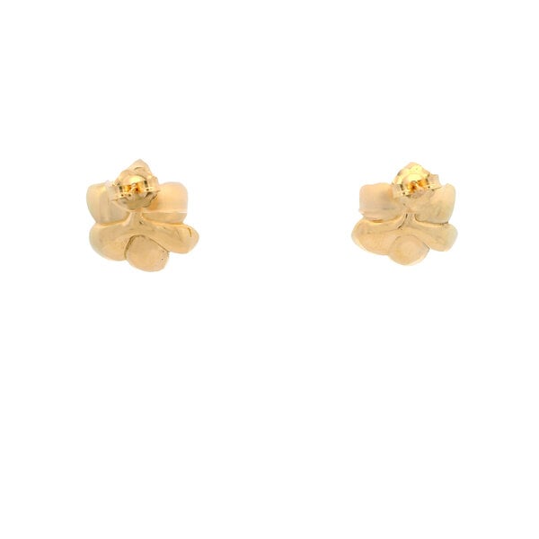 14K Yellow Gold Gold Creations Original Polished/Brushed .09ct  Natural Diamond Magnolia Post Earrings