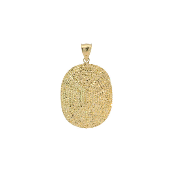 14K Yellow Gold Oval Diamond Cut Sweetgrass Pendant