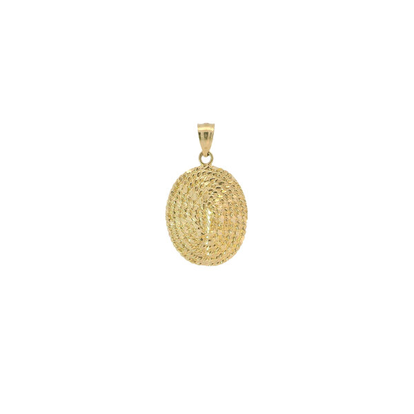 14K Yellow Gold Oval Diamond Cut Sweetgrass Pendant