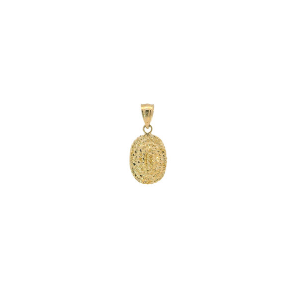 14K Yellow Gold Oval Diamond Cut Sweetgrass Pendant
