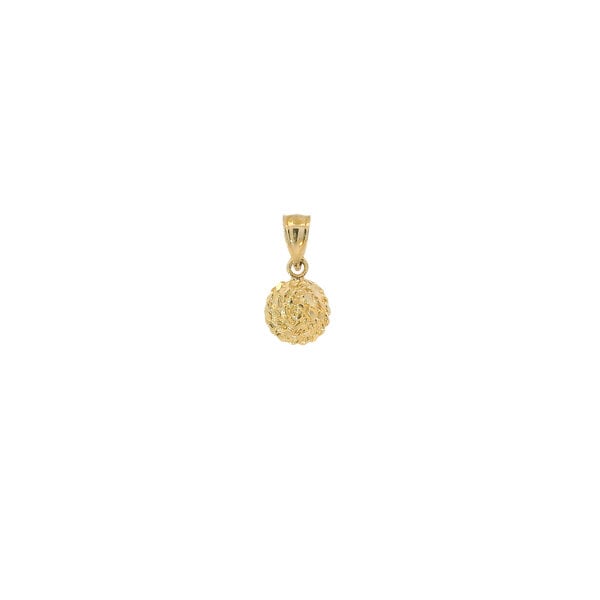 14K Yellow Gold Round Diamond Cut Sweetgrass Pendant