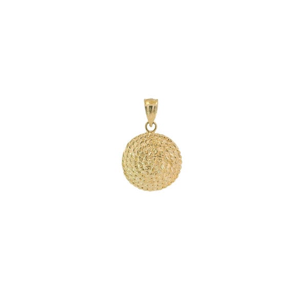 14K Yellow Gold Round Diamond Cut Sweetgrass Pendant