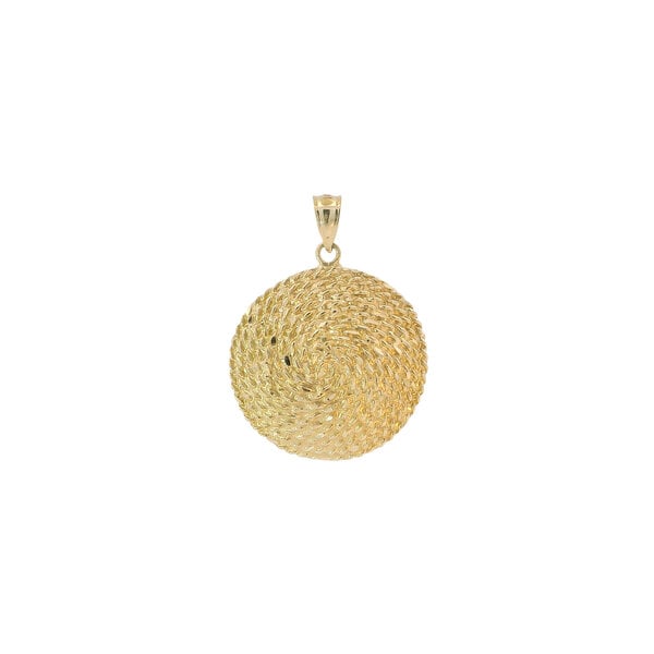 14K Yellow Gold Round Diamond Cut Sweetgrass Pendant