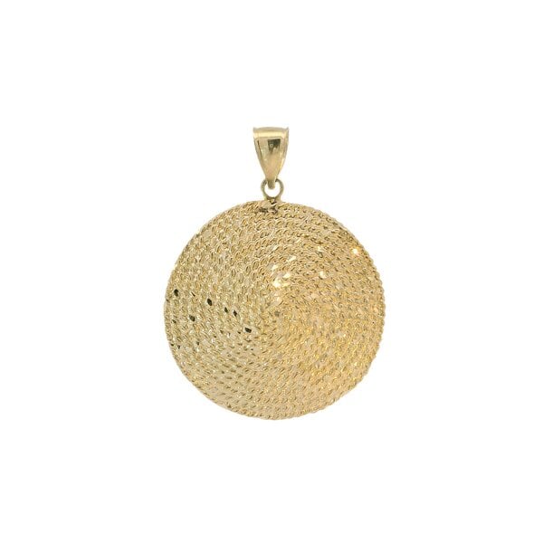 14K Yellow Gold Round Diamond Cut Sweetgrass Pendant