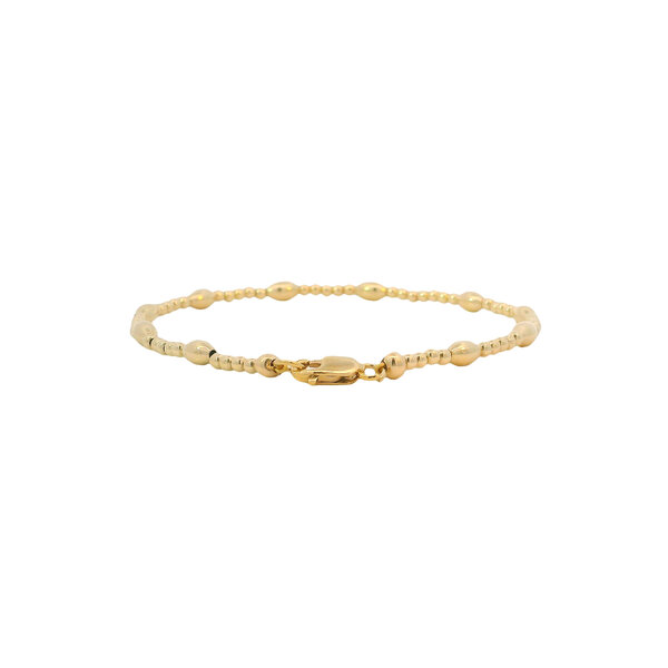 Yellow Gold Filled Rice Bead & Round Bead Bracelet
