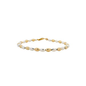 GF/SS Alternating Rice Bead Bracelet