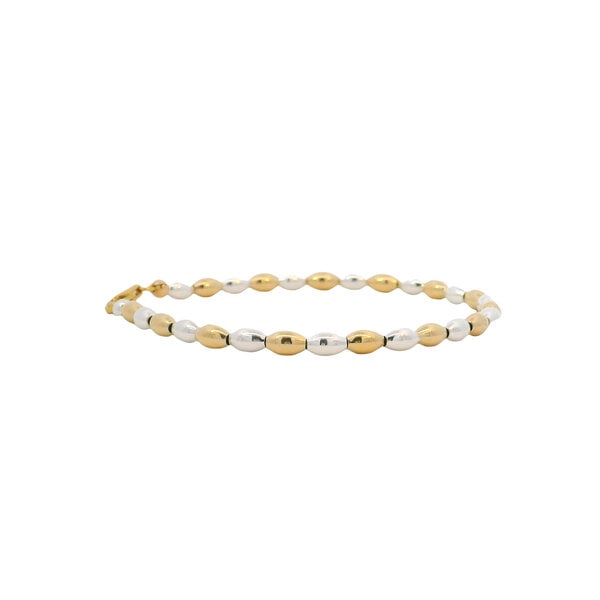 Gold Filled and Sterling Silver Alternating Rice Bead Bracelet