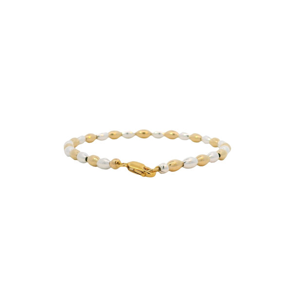 Gold Filled and Sterling Silver Alternating Rice Bead Bracelet