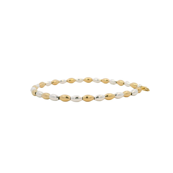 Gold Filled and Sterling Silver Alternating Rice Bead Bracelet