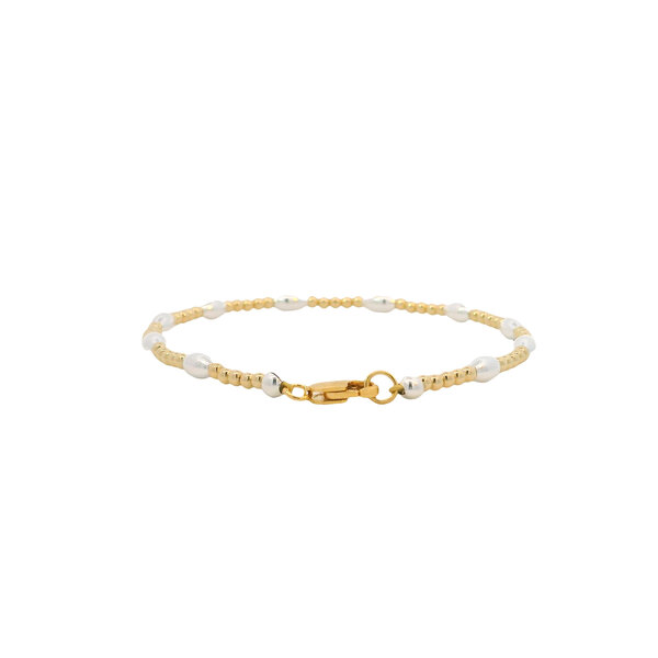 Gold Filled/Sterling Silver Round & Rice Bead Bracelet