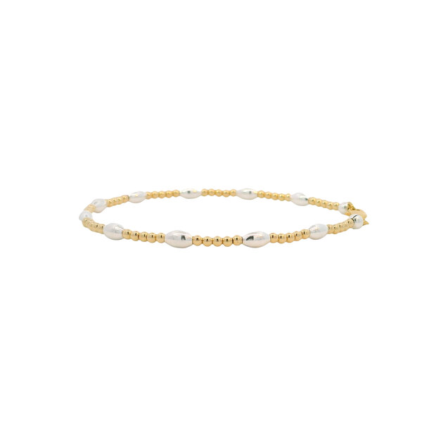 Gold Filled/Sterling Silver Round & Rice Bead Bracelet