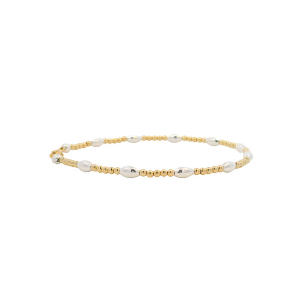 Gold Filled/Sterling Silver Round & Rice Bead Bracelet
