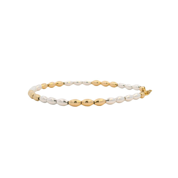 Gold Filled and Sterling Silver Triple Rice Bead Bracelet
