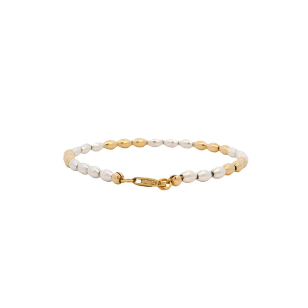 Gold Filled and Sterling Silver Triple Rice Bead Bracelet