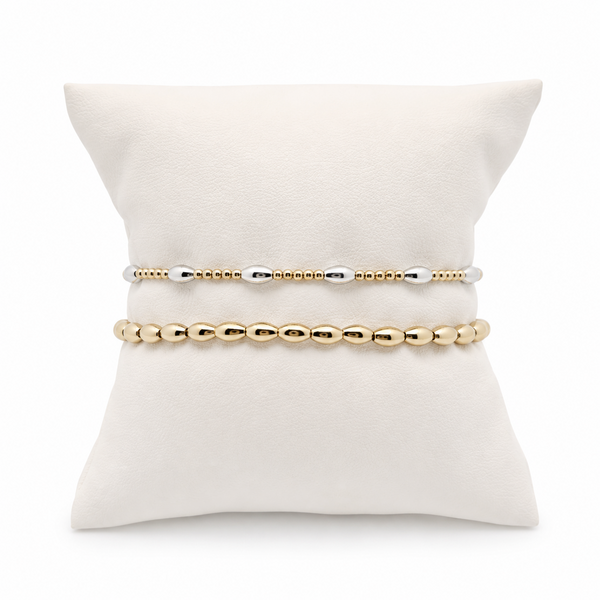 The Gold Filled/Sterling SIilver Best Sellers Charleston Rice Beads Bracelet Stack